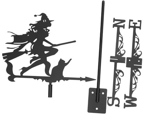 MOBUTOFU 1pieza Veleta De Diseño De Bruja y Gato para Jardín Decoración Exterior Indicador De Dirección del Viento para Grupos De Jardinería y Uso Agrícola