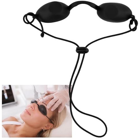 Dewocke Gafas de Seguridad UV, Gafas de Seguridad LED, Protección Láser, Ajustables, Bronceado, para Belleza Láser,Depilación IPL,Protección UV - Negro