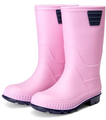 DREAM PAIRS Bottes de Pluie Enfant Fille Garçon Légeres Faciles À Enfiler avec Semelle Antidérapante pour Jeux en Extérieur par Temps de Pluie,Size 35,Rose,KKUMRB2506