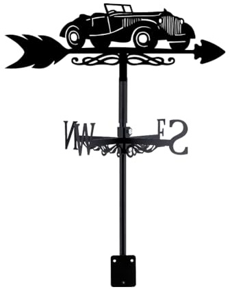 SUPERDANT Retro Car Weather Vane Vintage Convertible Metal Wind Vanes Weathervane Weathercock Decorative Direction Signs for Yard Farmhouse Outdoor Garden Lawn Roof Paddock Decoration