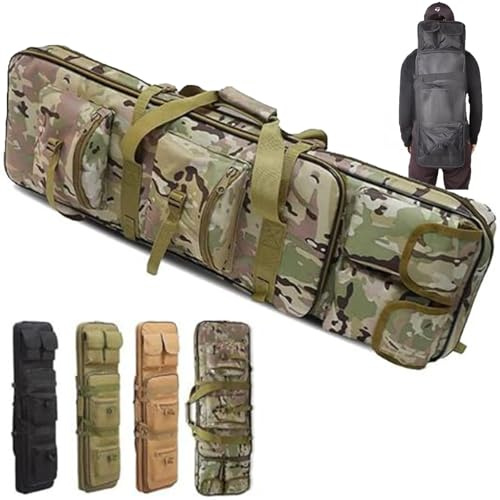 32 37 46 Double Rifle Bag, Thickened Soft Long Rifle Case, Tactical Long Rifle Backpack, Portable Shotgun Case for Firearm Storage and Transportation, for Outdoor Hunting Shooting(CP,46in/118cm)
