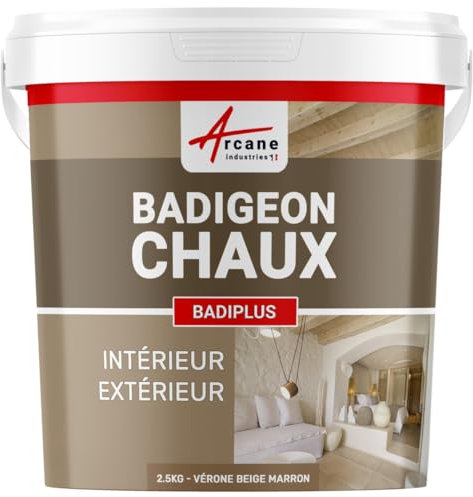 ARCANE INDUSTRIES Jabelga de Cal para Paredes Interiores y Fachadas Exteriores - BADIPLUS - Verona - Beige Marrón