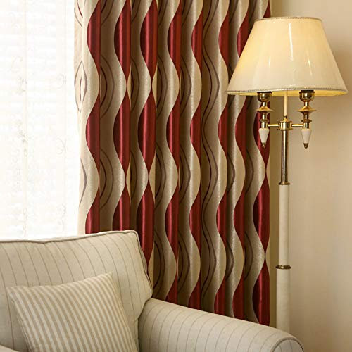 MYRU 2 Panels Set Modern Striped Curtains for Living Room Eyelet Curtains for Bedroom (Red, 2 x 66x72 Inch)