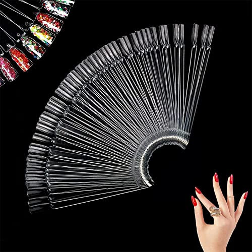 100 Pièces Nuancier Ongle, Presentoir Ongles, Palette Maquillage Vernis à Ongles, Bâtonnets pour faux ongles nail art Pratiquer des modèles, Transparentes