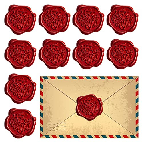 10 Stück selbstklebende Wachssiegel-Aufkleber für Sie, 3D-geprägte Siegel-Aufkleber, antikes Blumenmuster, Umschlag-Aufkleber für DIY-Karten, Weinrot