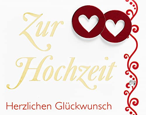 Perleberg Hochzeitskarte mit Herzmotiv & Glückwünschen - Midi Card Collection - Karte zur Hochzeit in Premium Qualität - Liebevolles Geschenk zur Hochzeit mit Umschlag - 6,5 x 8 cm