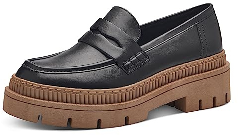MARCO TOZZI Mocassini Donna con Zeppa in Pelle Sintetica Classici, Black/Nature, 36 EU