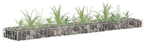 Keketa Gabion - Jardinière surélevée en acier galvanisé - Jardinière surélevée pour légumes - Parterre surélevé - Parterre de fleurs - Jardinière d'extérieur - 180 x 30 x 10 cm