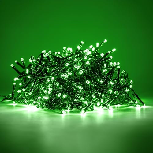 HAND - Luci Natale Interno e Esterno 100 LED con 8 Effetti Luce, Certificate, Basso Consumo e Impermeabili (Verde, 5 metri)