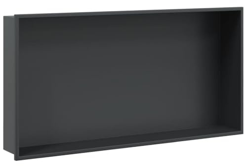 vidaXL Shower Niche Wall Recessed Shelf - Matt Black Stainless Steel, Ample Storage Space, Durable & -, 62x32x9 cm