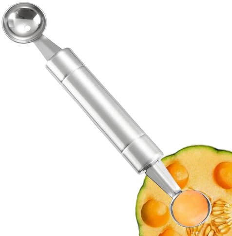 Coupe-boules de fruits | Coupe-boules de pastèque en acier inoxydable | Gadgets de cuisine pour faire des boules de fruits rondes, double face avec poignée ergonomique