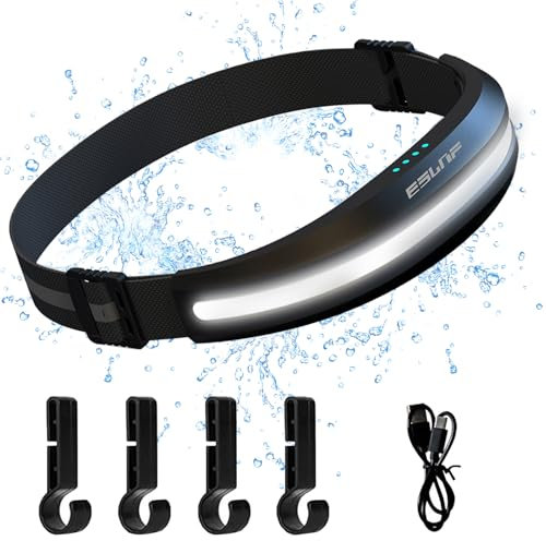 Lauflampe Joggen，Stirnlampe Led Wiederaufladbar，Stirnlampe，Kopflampe，Kopflampe Angeln，Vier Lichtmodi，Wasserdicht，Stirnlampen Zum Joggen, Campen, Wandern Und FüR Die Freie Natur（Schwarz）