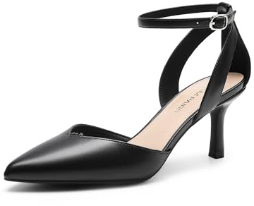 DREAM PAIRS Women's Stiletto Kitten Heel Pumps,Black-Pu,7