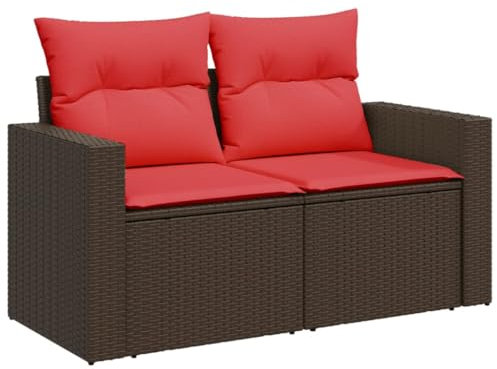 vidaXL Gartensofa mit Kissen 2-Sitzer Braun Poly Rattan