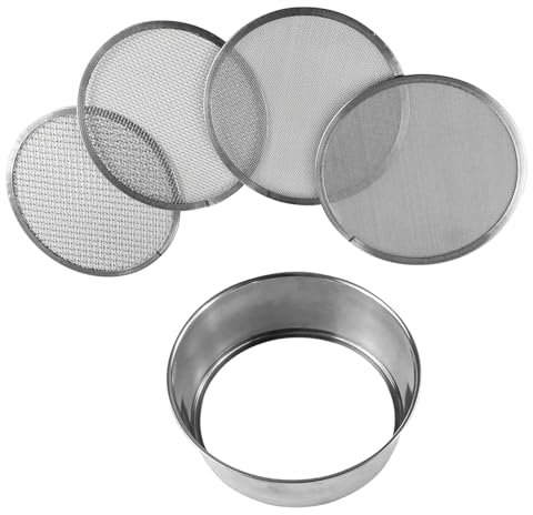 Ldbuejiaja Setaccio per suolo in acciaio inox e setaccio per indovinelli, diametro 20,3 cm, con diverse dimensioni di rete per un giardinaggio efficace