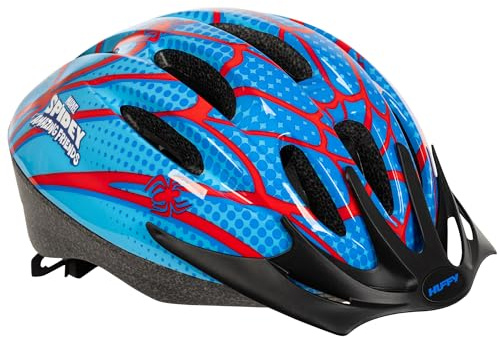 Marvel Spidey & His Amazing Friends Boys Bike Helmet - Red & Blue Spiderman Design Lightweight Adjustable Safety Protection +Visor and Ventilation for Boys Aged 3+ 50–54cm
