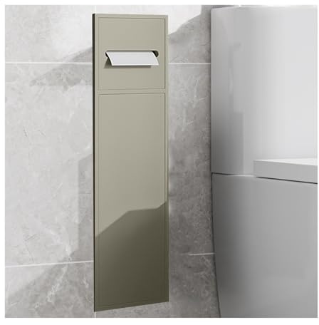 JKODE Stylish Stainless Steel Embedded Alcove - Multifunctional Bathroom Organizer for Toiletries/Trash Can Storage, 86x30x14CM(Tea Apricot Color)