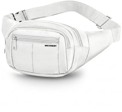 Ceinture Ihram Blanche avec Sac Banane pour Hajj et Omra, Sacoche Banane en Coton avec Multi-Poches, Sac Etanche Ajustable Ceinture Ihram Réglable pour Umrah, Sac Banane