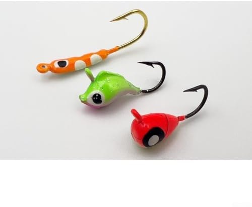 Zilimontt 53-Piece Glow-in-the-Dark Ice Fishing Jig Hook Set with High-Carbon Steel Hooks, Electrolytic Weights & Barbed Tips for Night and Murky Water Fishing