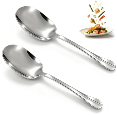 2 Cucharas de Servir 25 cm, Acero Inoxidable Mango Largo