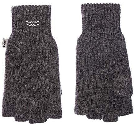 EEM Damen Halbfingerhandschuhe, weiche Wolle, Thinsulate Thermofutter, Halbfinger, anthrazit S/M