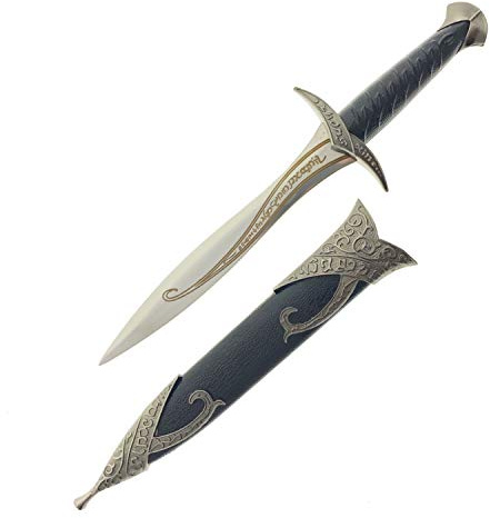 LKOQO 11 Fantasy Medieval Elvish Dagger. For Collection, Gift or Cosplay Renaissance Characters A Fair,Stainless Steel (Black)