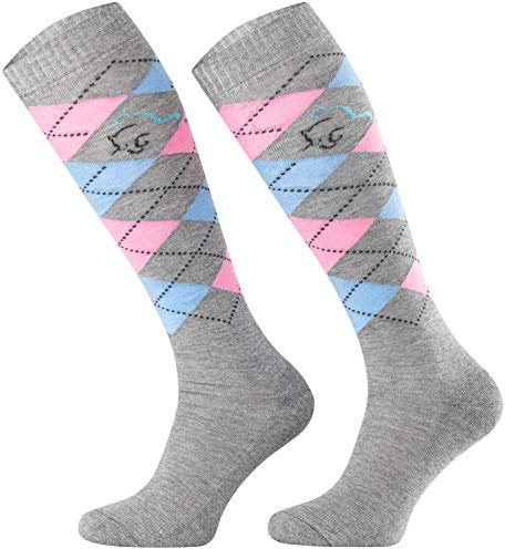 TODO Comodo Chaussettes d'équitation Carreaux STPDJ | Mi-Bas d'équitation | Coton Chaussette Equitation Femme, Enfant, Homme (STPDJ - RS16, 35-38)