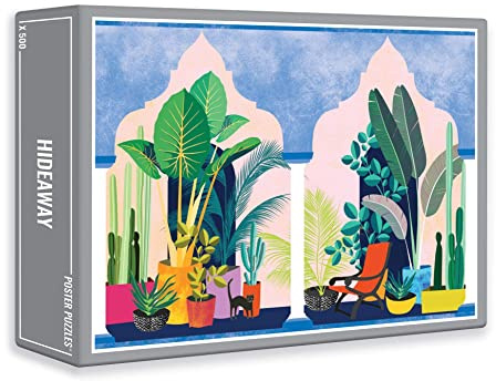 Cloudberries Hideaway, Fun Modern 500 Piece Jigsaw Puzzle for Adults, Houseplant and Cactus Puzzle, Flower Puzzles 500 Pieces