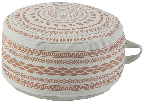 MOCOFO Pouf rotondo non imbottito Boho colorato geometrico pouf pouf con manico design, poggiapiedi decorativo per soggiorno, camera da letto, patio (rosso, 45 x 45 x 20 cm)