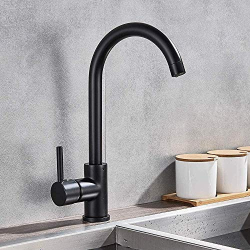 Gougeltd Low pressure mixer tap 360 ° rotatable faucet faucet kitchen faucet single lever mixer for kitchen sink-black