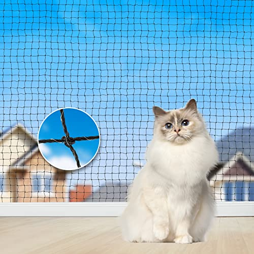 Aystkniet Katnät för balkong, 10 x 3 m kattnät trådförstärkt med fästlina | spikar | buntband, bett och rivbeständigt balkongnät, UV-resistent kattskyddsnät för fönster terrass dörr