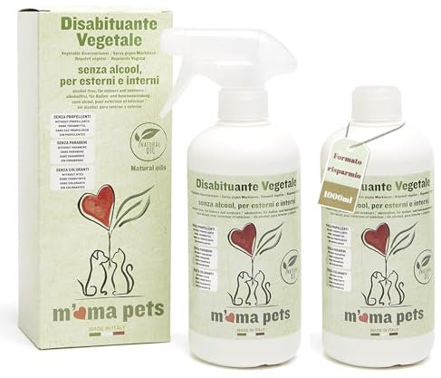 M' MA PETS Repellente Disabituante per Cani e Gatti 100% Naturale, Made in Italy - Spray Anti Urina 1000ml Uso Interno ed Esterno – Formula Green a Base Vegetale Senza Alcool