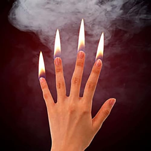 Lot de 4 tours de magie pour doigt - Apparence de feu - Embouts de pouce magiques professionnels - Illusions de scène - Accessoires de flamme