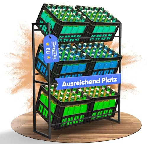 BlundiQue Getränkekistenregal 6 Kästen, Maximale Stabilität Freistehend Kistenständer Getränkeregal Wasserkistenregal Bierkisten 98*31*114,5CM