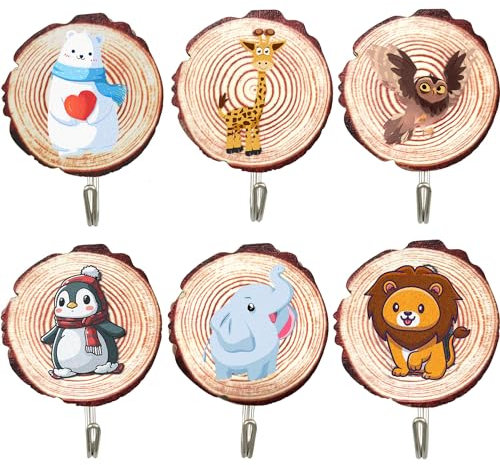 TERJBG 6 Stück Kindergarderobe Kleiderhaken Kinder, Kinder Kleiderhaken Kindergarderobe Haken Garderobe Kinder, Garderobenhaken Kinder Garderobenhaken Für Bad Toilette Küche Büro, Handtücher Mützen