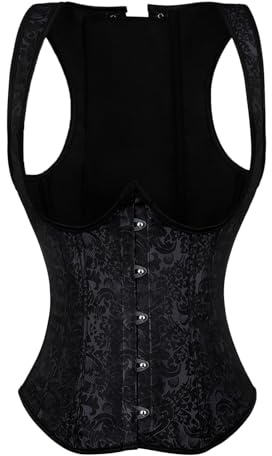 generisch Corsetto gotico da donna, corsetto a vita cincher sotto il seno, canotta ricamata, corsetto top plus size corsetto top pancia corpetto donna, Nero , 5X-Large