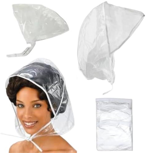 citystores® 2-Pack Clear Rain Bonnet Hat – Waterproof Rain Scarf for Hair Protection, Reusable Plastic Hood for Women & Men – Travel Rain Cap Cover