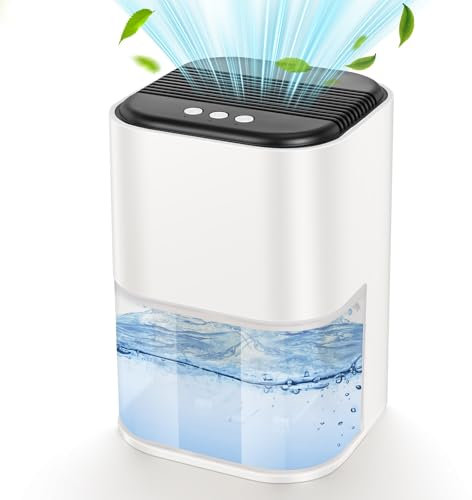 Gerbala Deumidificatore Casa, 2L Deumidificatori Portatile con Luce Ambientale a 7 Colori e Spegnimento Auto Basso Deumidificatore Elettrico Silenzioso per Camera, Bagno, Ufficio (Bianco)