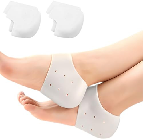 SIVZUMO 4 pezzi Proteggi tallone in gel di silicone morbido, Talloniera da indossare per donna e uomo, allevia il dolore al tallone, calli vesciche e duroni da scarpe scomode Bianco