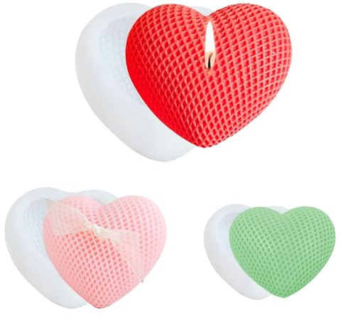WISIRENT 3 moldes de silicona con forma de corazón, molde de silicona para hacer jabón, chocolate, decoración de pasteles