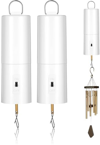 Toddmomy 2 stycken vindklocka motor batteridriven för hängande trädgårdsdekoration tyst rotation tillförlitlig energikälla för vindskulpturer utomhus lätt utbytbar vit