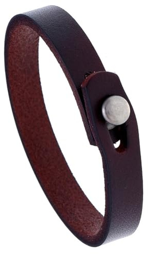 CALFOVERA Bracciale In Pelle Genuina per Uomo Stile Punk Vintage In Pelle Pieno Fiore Marrone Scuro Avvolgente Bracciale Regolabile Fatto A Mano per L'Uso Quotidiano Gioielli Da Costume per Feste