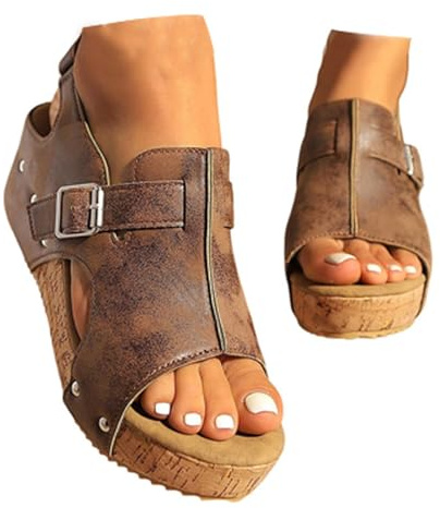 Genérico Zapatos Mujer Comodos Vestir,Sandalias Cerradas Por Delante,Sandalias Barefoot,Zapatos Ancho Especial Con cuña Verano,Outlet Zapatillas,Zapatillas cuña,Verano Tacon
