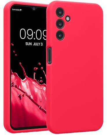 kwmobile Carcasa Compatible con Samsung Galaxy A14 5G Funda - Case TPU y Silicona con Interior de Microfibra - Suave Protector antigolpes para móvil - Rosa neón