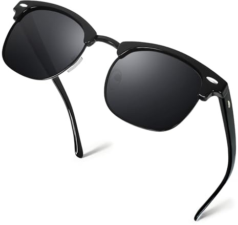 Xiwlaikeqi Sunglasses Mens Womens,UV400 Protection,Unisex Retro Classic Sunglasses, Half Frame Sun Glasses for Driving, Cycling, Running (Black)