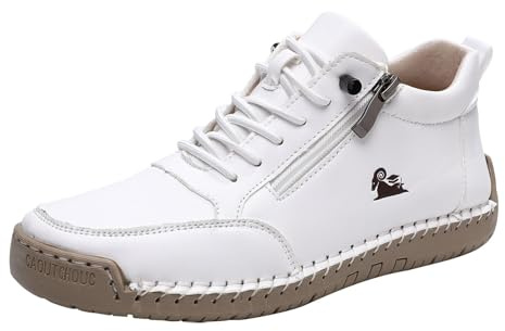 Mocasines Mujer Stitching Boots Invierno Cálidos Slip On Suela Suave Zapatos Casuales Color Sólido Trendy High-Top Plana Amortiguación Deportiva Outdoor Running Casual Botas cortas con cordones, 35