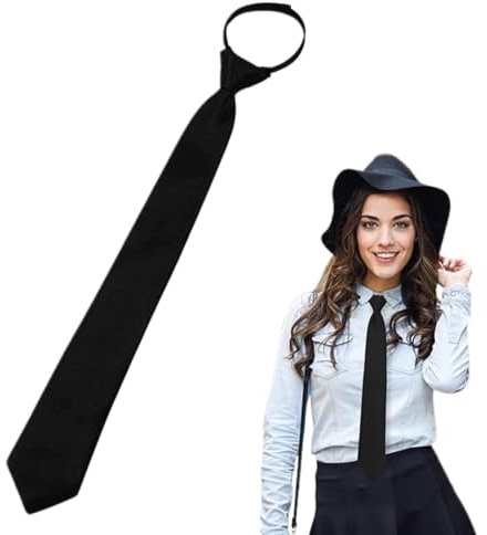 RAZKEF cravatte regolabili con cerniera Cravatta nera da donna 40 cm cravatta JK uniforme con cerniera per ragazze laurea matrimonio d'affari