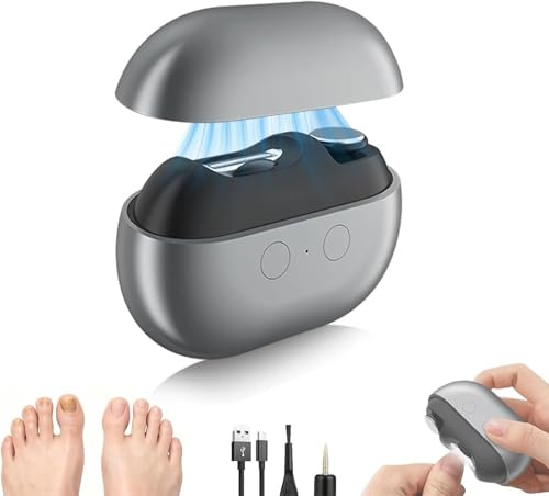 Coupe-Ongles Électrique, 4 en 1 Rechargeable Coupe-Ongles et Lime à Ongles Électriques avec 2 vitesses, Éclairage d'Appoint, Pour Bébés/Enfants/Adultes/Personnes Âgées (Gris foncé)