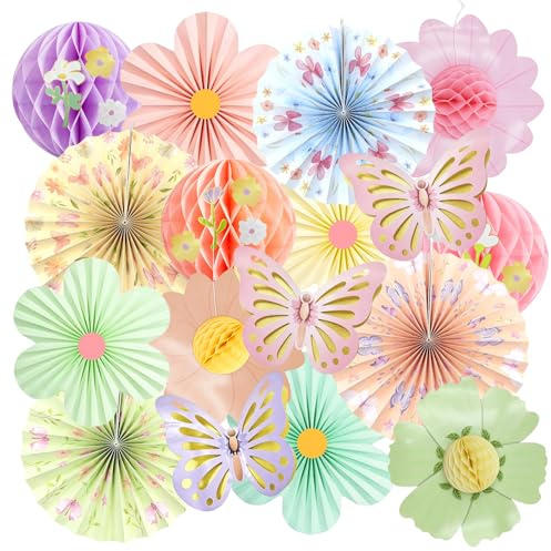 Confezione da 9 Fiori di Carta per Decorazioni, Fiori Carta Decorativi, Festoni Fiori di carta, per festival, matrimoni, compleanni, baby shower, decorazione da tavolo da giardino