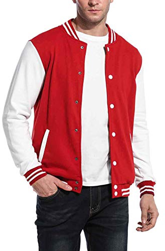 COOFANDY Men's College Varsity Jacket Lightweight Baseball Jackets Football Letterman Jacket